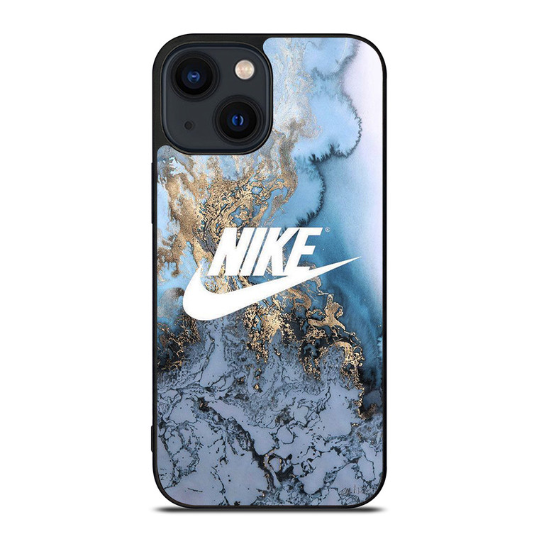 NIKE LOGO BLUE MARBLE iPhone 14 Plus Case Cover