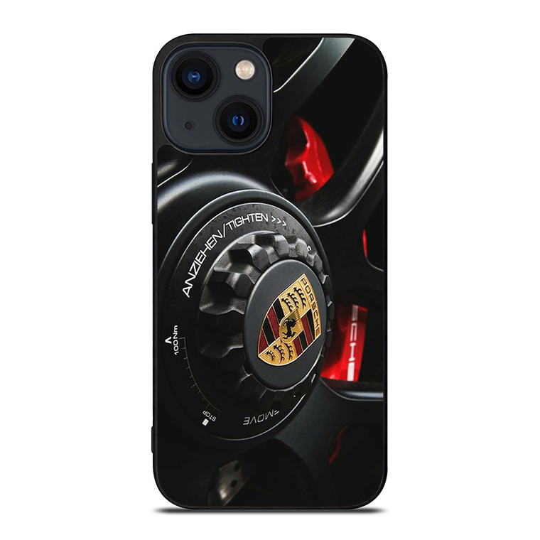 PORSCHE LOGO CAR ON RIM iPhone 14 Plus Case Cover