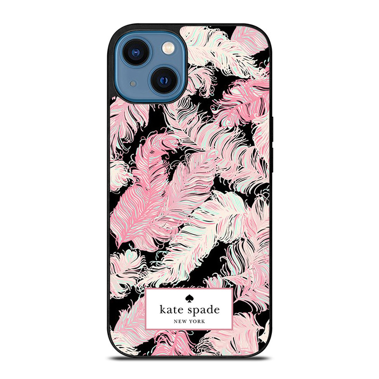 KATE SPADE NEW YORK LOGO PINK FEATHERS iPhone 14 Case Cover