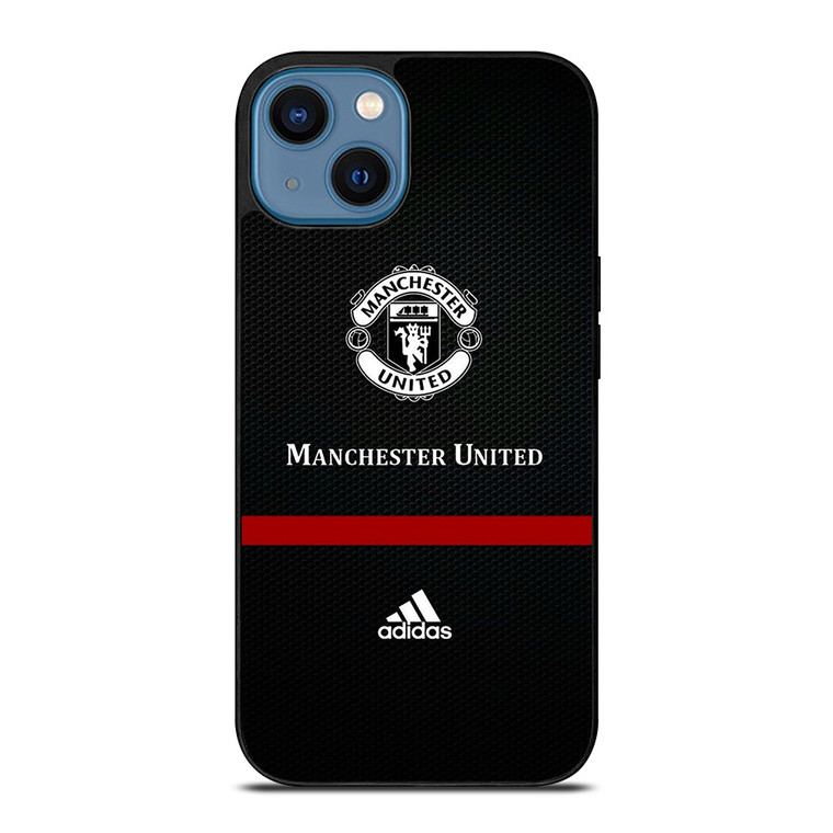 MANCHESTER UNITED FC LOGO FOOTBALL ADIDAS BLACK iPhone 14 Case Cover