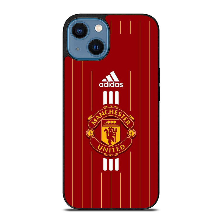 MANCHESTER UNITED FC LOGO FOOTBALL ADIDAS STRIPES iPhone 14 Case Cover