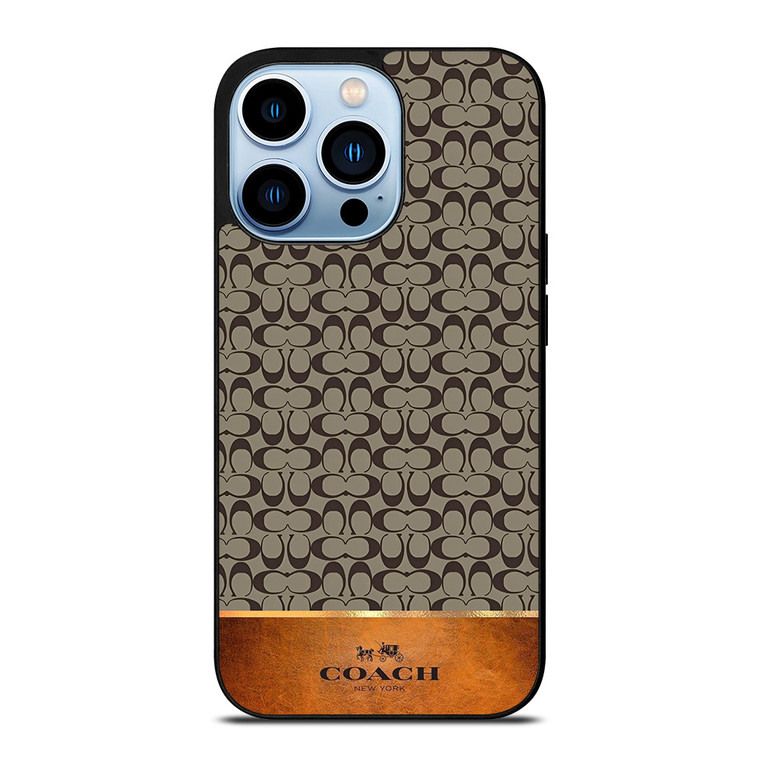COACH NEW YORK LOGO LEATHER BROWN iPhone 13 Pro Max Case Cover