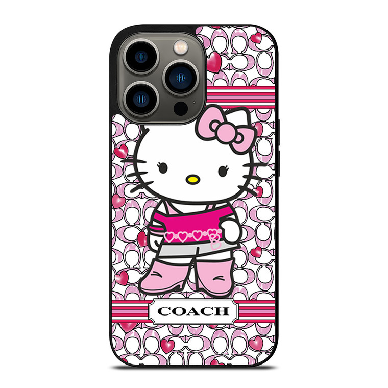 COACH NEW YORK LOGO PINK HELLO KITTY iPhone 13 Pro Case Cover