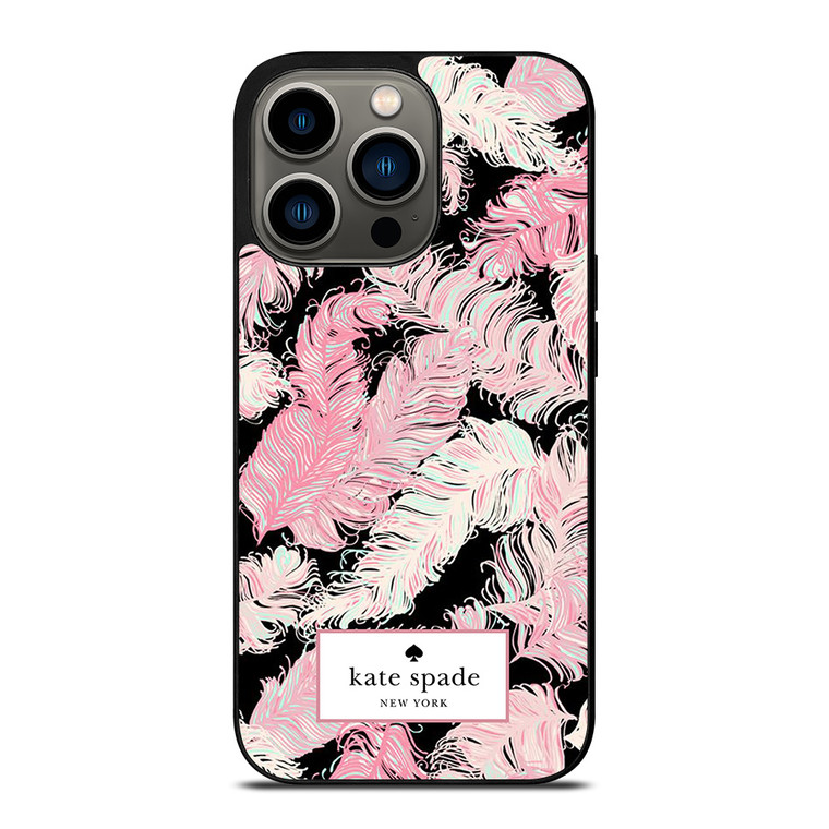 KATE SPADE NEW YORK LOGO PINK FEATHERS iPhone 13 Pro Case Cover
