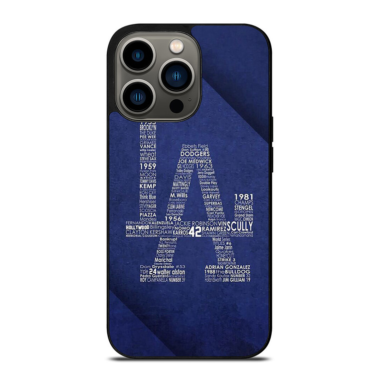 LA DODGERS LOS ANGELES LOGO BASEBALL TEAM TYPOGRAPHY iPhone 13 Pro Case Cover