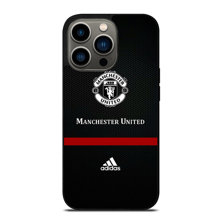 MANCHESTER UNITED FC LOGO FOOTBALL ADIDAS BLACK iPhone 13 Pro Case Cover