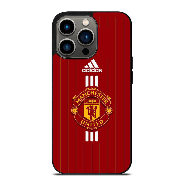 MANCHESTER UNITED FC LOGO FOOTBALL ADIDAS STRIPES iPhone 13 Pro Case Cover