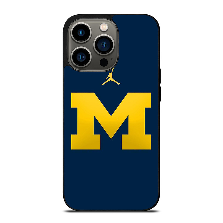 MICHIGAN WOLVERINES AIR JORDAN LOGO FOOTBALL iPhone 13 Pro Case Cover