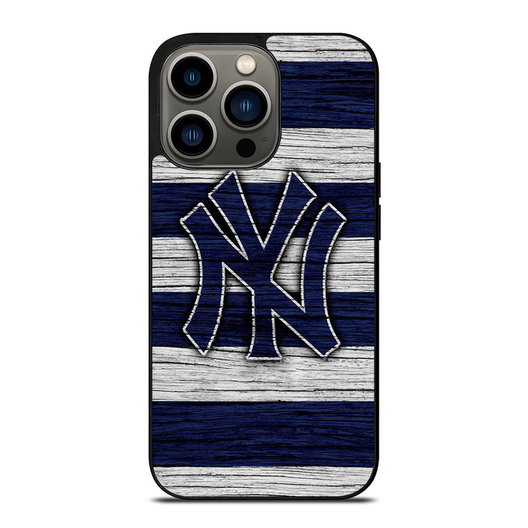 NEW YORK YANKEES BASEBALL TEAM WOODEN LOGO iPhone 13 Pro Case Cover