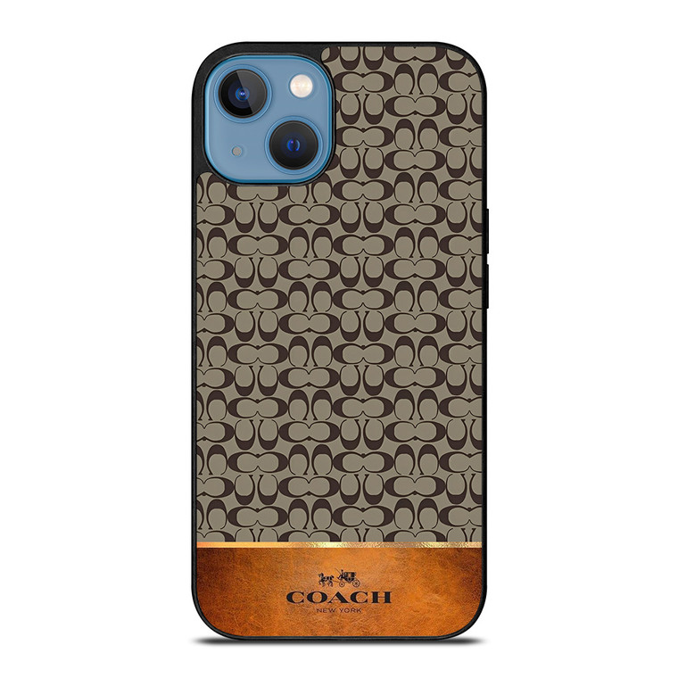 COACH NEW YORK LOGO LEATHER BROWN iPhone 13 Case Cover