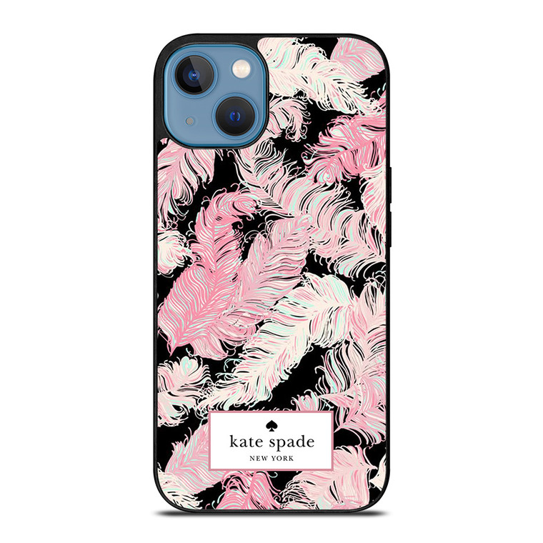 KATE SPADE NEW YORK LOGO PINK FEATHERS iPhone 13 Case Cover