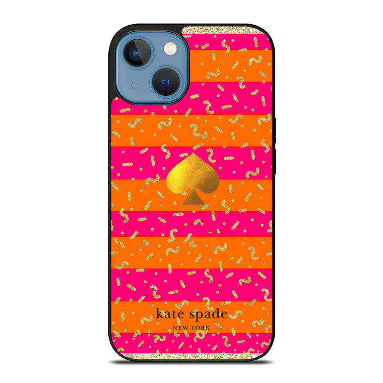 KATE SPADE NEW YORK YELLOW PINK STRIPES GLITTER iPhone 13 Case Cover