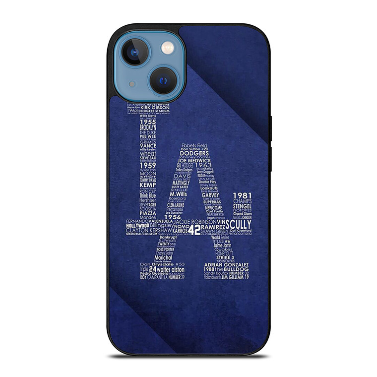 LA DODGERS LOS ANGELES LOGO BASEBALL TEAM TYPOGRAPHY iPhone 13 Case Cover