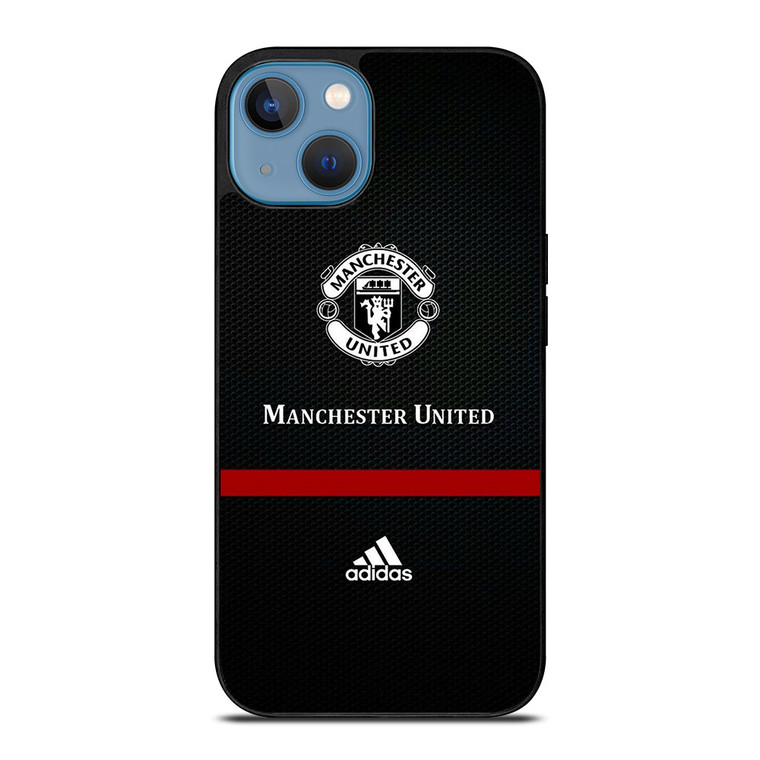 MANCHESTER UNITED FC LOGO FOOTBALL ADIDAS BLACK iPhone 13 Case Cover