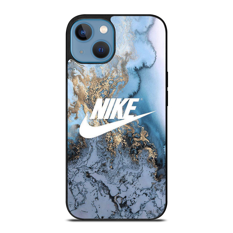 NIKE LOGO BLUE MARBLE iPhone 13 Case Cover