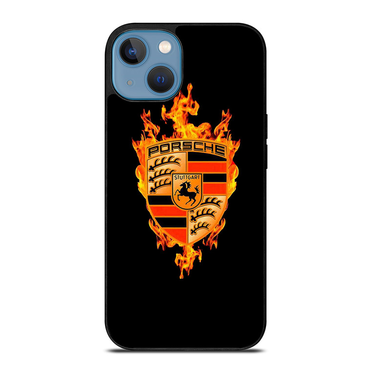 PORSCHE LOGO CAR ON FIRE iPhone 13 Case Cover