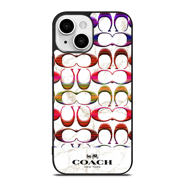 COACH NEW YORK COLORFULL PATTERN MARBLE iPhone 13 Mini Case Cover