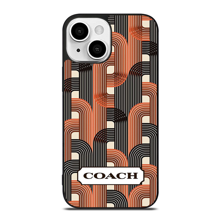 COACH NEW YORK LOGO BLACK BROWN PATTERN iPhone 13 Mini Case Cover