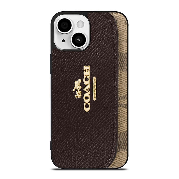 COACH NEW YORK LOGO BROWN WALLET iPhone 13 Mini Case Cover