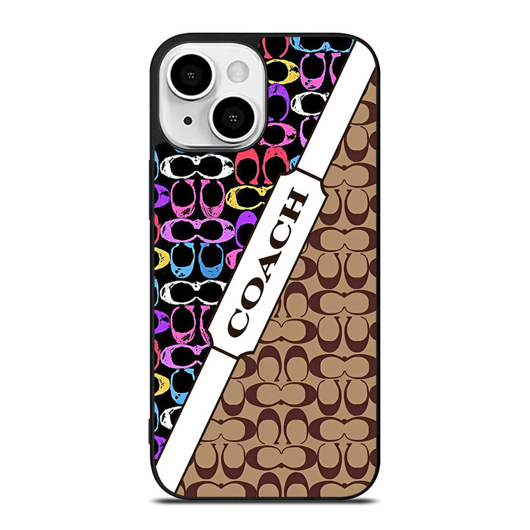 COACH NEW YORK LOGO COLORFULL BROWN PATTERN ICON iPhone 13 Mini Case Cover