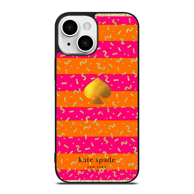 KATE SPADE NEW YORK YELLOW PINK STRIPES GLITTER iPhone 13 Mini Case Cover