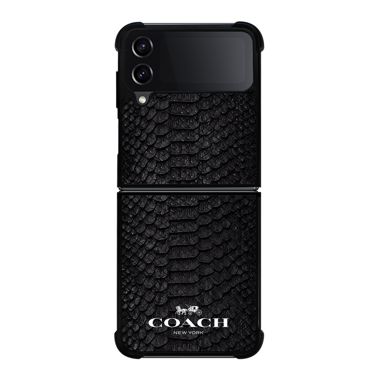 COACH NEW YORK LOGO BLACK SNAKE Samsung Galaxy Z Flip 4 Case Cover