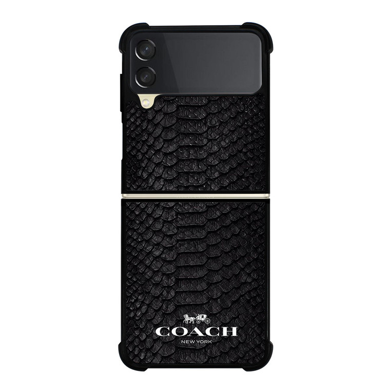 COACH NEW YORK LOGO BLACK SNAKE Samsung Galaxy Z Flip 3 Case Cover