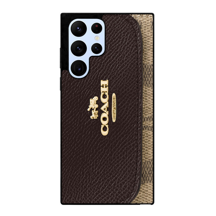 COACH NEW YORK LOGO BROWN WALLET Samsung Galaxy S22 Ultra Case Cover