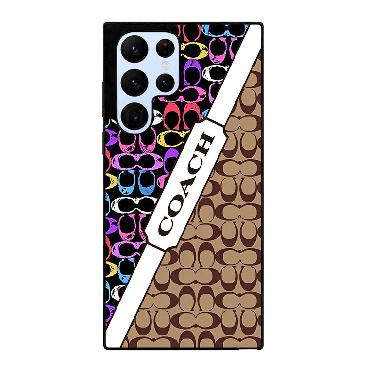 COACH NEW YORK LOGO COLORFULL BROWN PATTERN ICON Samsung Galaxy S22 Ultra Case Cover