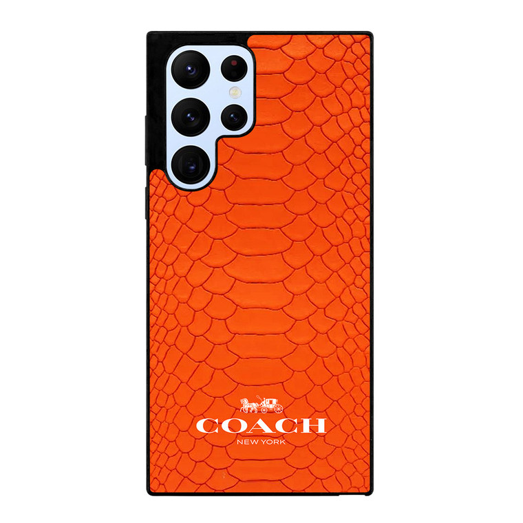 COACH NEW YORK LOGO ORANGE SNAKE Samsung Galaxy S22 Ultra Case Cover