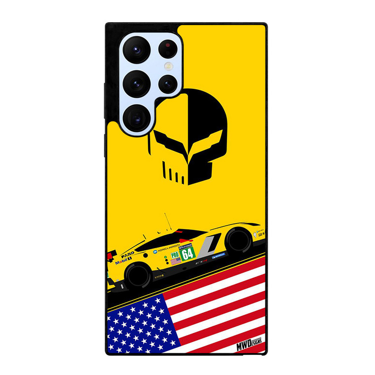 CORVETTE RACING LOGO SKULL USA FLAG Samsung Galaxy S22 Ultra Case Cover
