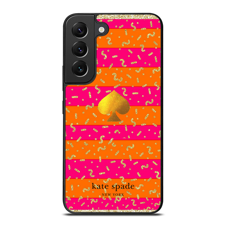 KATE SPADE NEW YORK YELLOW PINK STRIPES GLITTER Samsung Galaxy S22 Plus Case Cover
