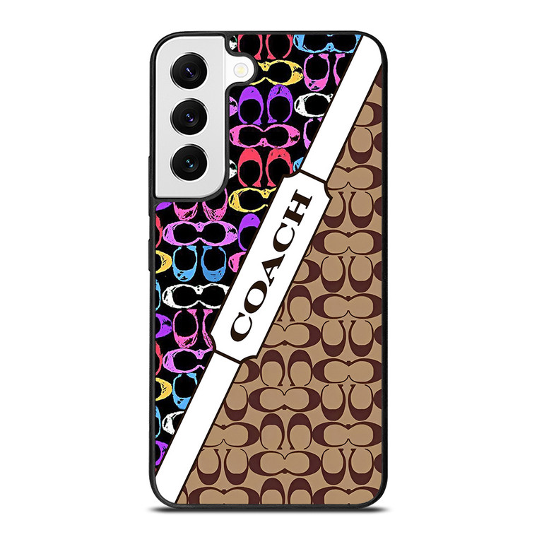 COACH NEW YORK LOGO COLORFULL BROWN PATTERN ICON Samsung Galaxy S22 Case Cover
