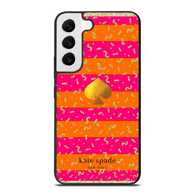 KATE SPADE NEW YORK YELLOW PINK STRIPES GLITTER Samsung Galaxy S22 Case Cover