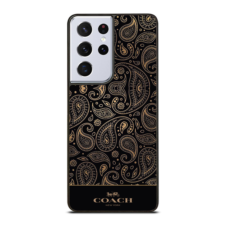 COACH NEW YORK LOGO BATIK BLACK PATTERN Samsung Galaxy S21 Ultra Case Cover