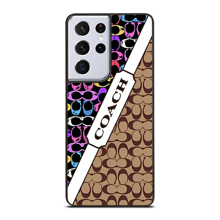 COACH NEW YORK LOGO COLORFULL BROWN PATTERN ICON Samsung Galaxy S21 Ultra Case Cover
