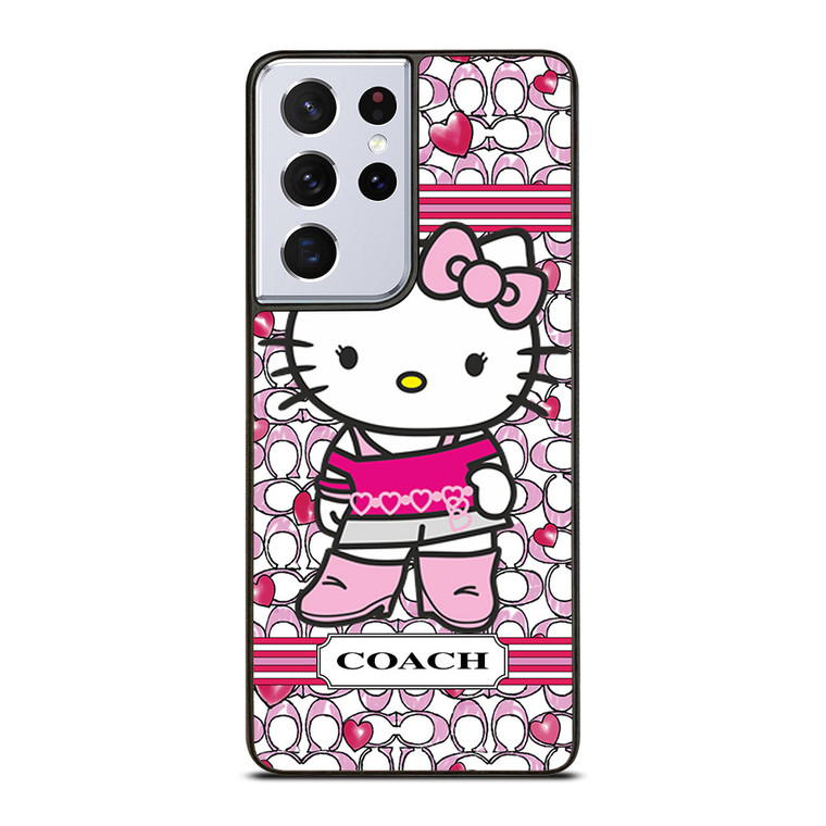 COACH NEW YORK LOGO PINK HELLO KITTY Samsung Galaxy S21 Ultra Case Cover