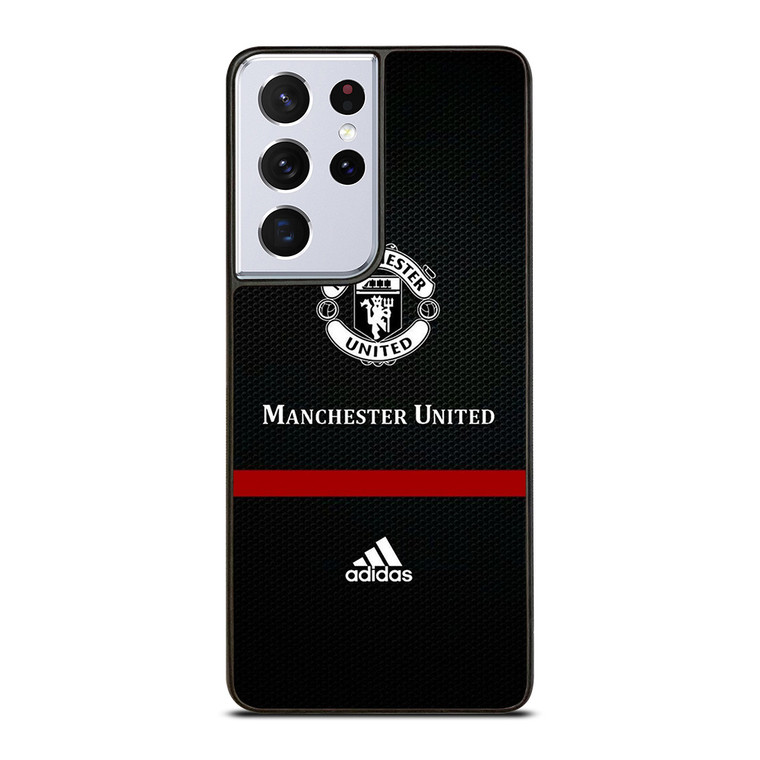 MANCHESTER UNITED FC LOGO FOOTBALL ADIDAS BLACK Samsung Galaxy S21 Ultra Case Cover