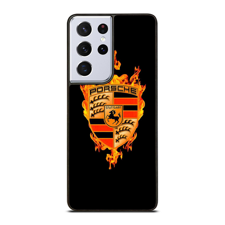 PORSCHE LOGO CAR ON FIRE Samsung Galaxy S21 Ultra Case Cover