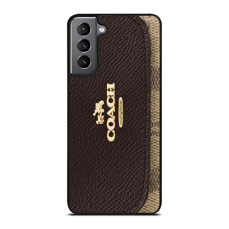 COACH NEW YORK LOGO BROWN WALLET Samsung Galaxy S21 Plus Case Cover