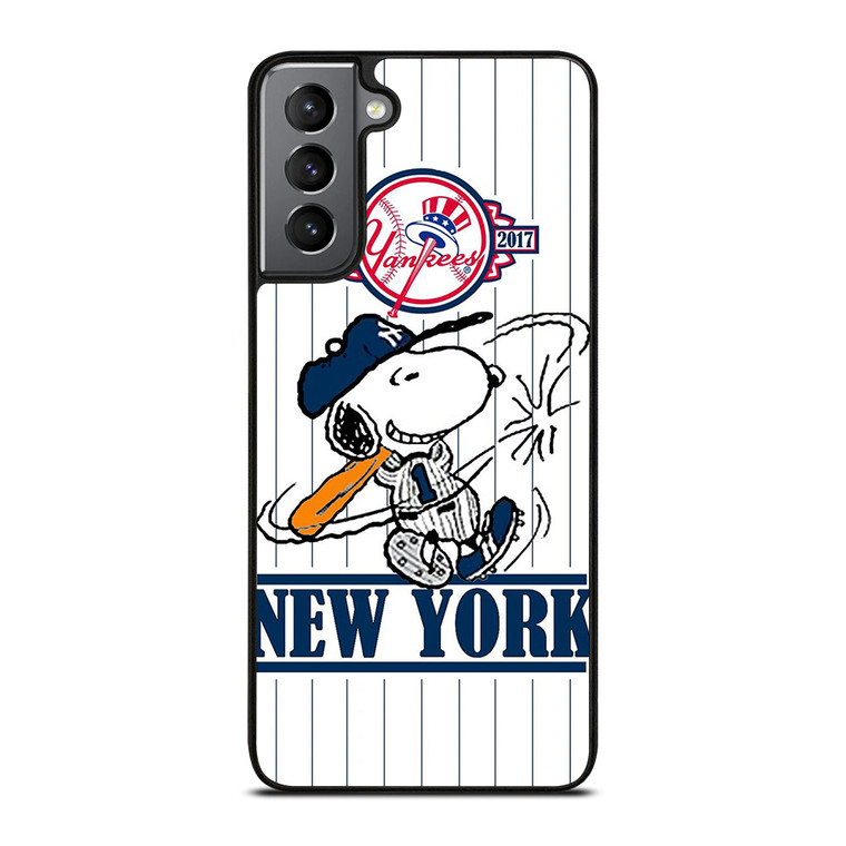 NEW YORK YANKEES LOGO BASEBALL SNOOPY THE PEANUTS Samsung Galaxy S21 Plus Case Cover