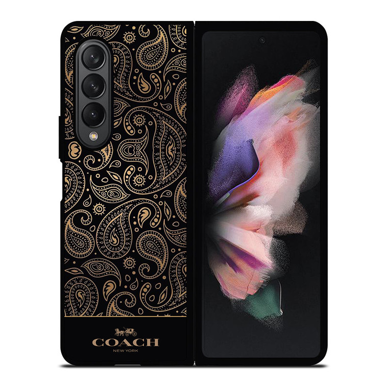 COACH NEW YORK LOGO BATIK BLACK PATTERN Samsung Galaxy Z Fold 3 Case Cover