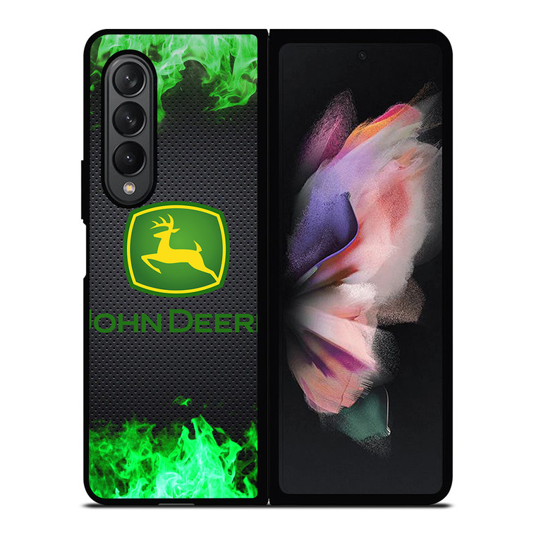 JOHN DEERE TRACTOR LOGO GREEN FIRE Samsung Galaxy Z Fold 3 Case Cover