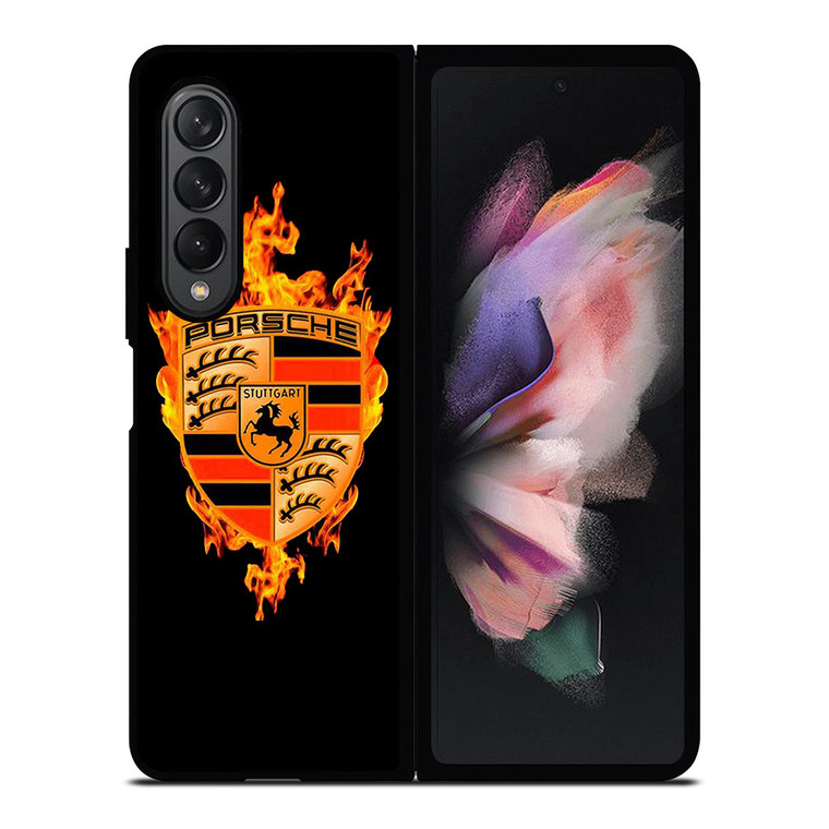 PORSCHE LOGO CAR ON FIRE Samsung Galaxy Z Fold 3 Case Cover