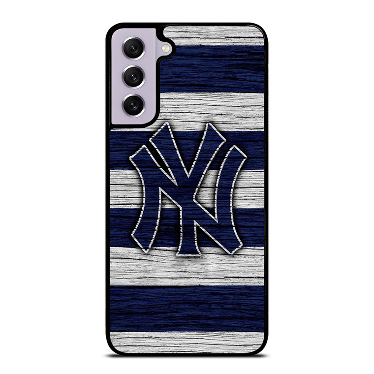 NEW YORK YANKEES BASEBALL TEAM WOODEN LOGO Samsung Galaxy S21 FE Case Cover