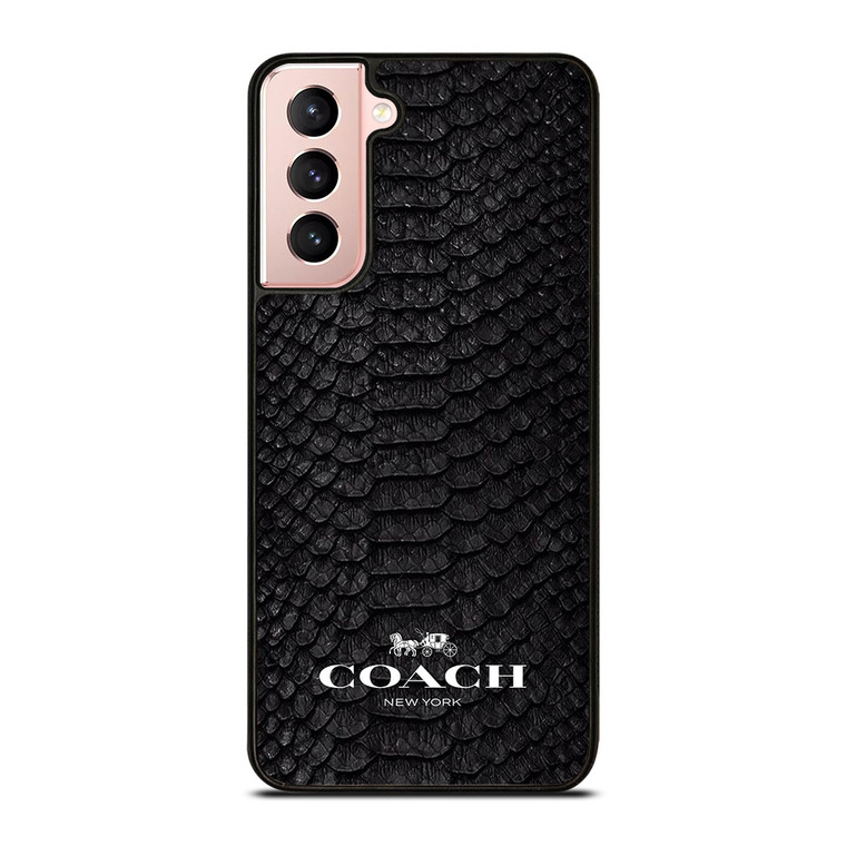 COACH NEW YORK LOGO BLACK SNAKE Samsung Galaxy S21 Case Cover