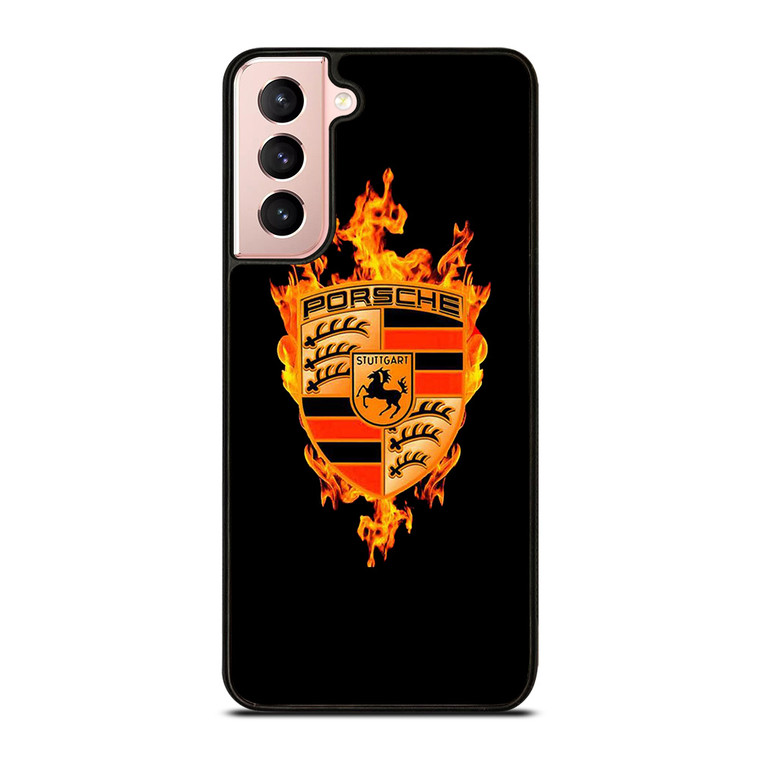 PORSCHE LOGO CAR ON FIRE Samsung Galaxy S21 Case Cover