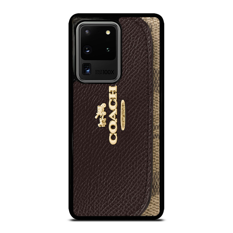 COACH NEW YORK LOGO BROWN WALLET Samsung Galaxy S20 Ultra Case Cover