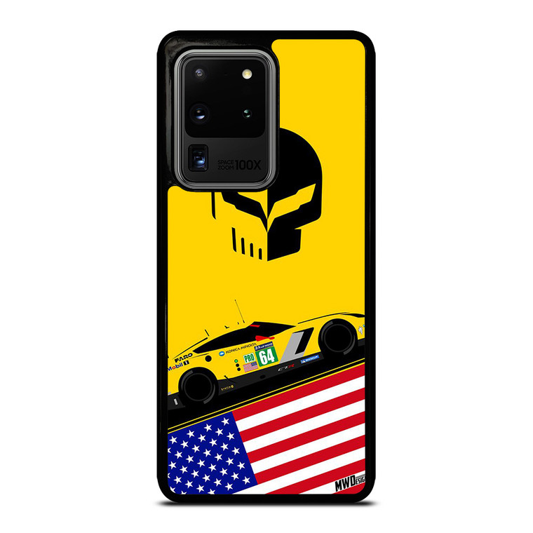 CORVETTE RACING LOGO SKULL USA FLAG Samsung Galaxy S20 Ultra Case Cover