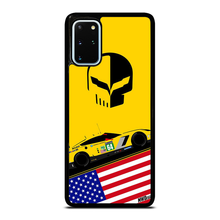 CORVETTE RACING LOGO SKULL USA FLAG Samsung Galaxy S20 Plus Case Cover